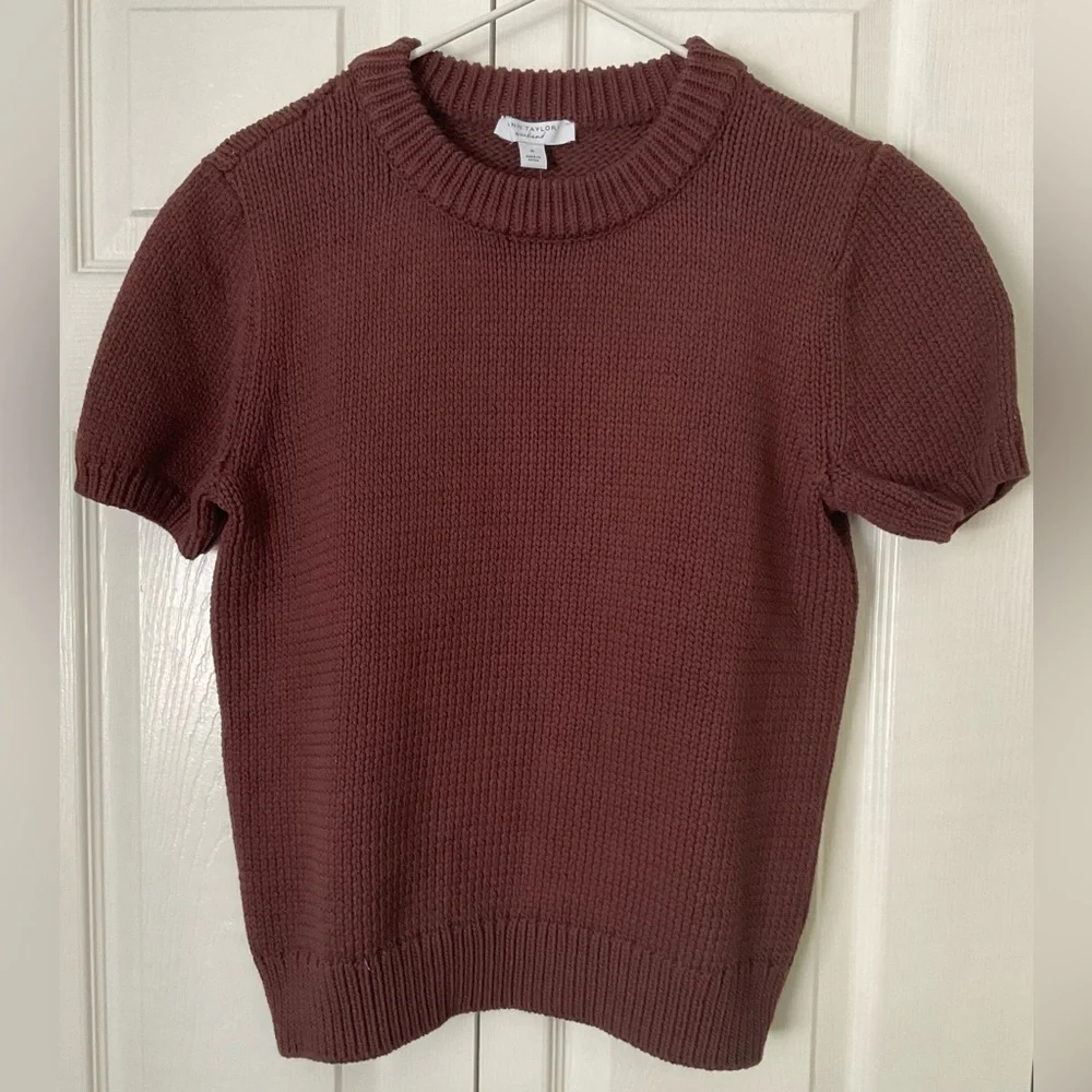Ann Taylor Weekend Collection Chunky Wedge Sweater Tee Brown Size M NWT - Picture 2 of 10